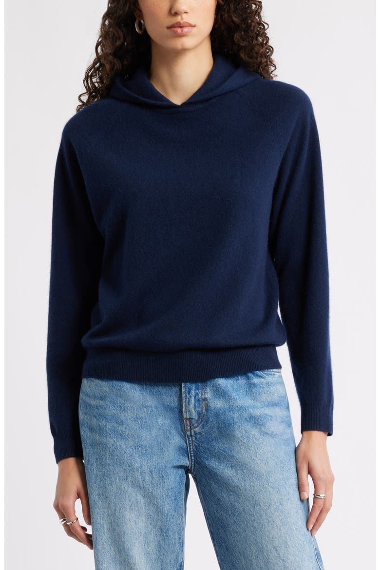 Cashmere Sweater Hoodie, Main, color, NAVY NIGHT