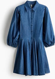 H&M Puff-sleeved Flared-skirt Dress