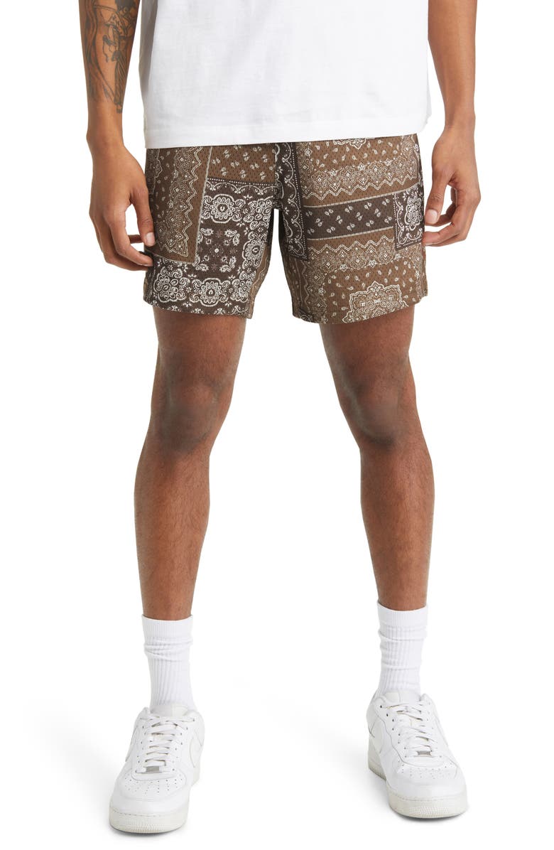 PacSun Aaron Bandana Print Mesh Shorts, Main, color,