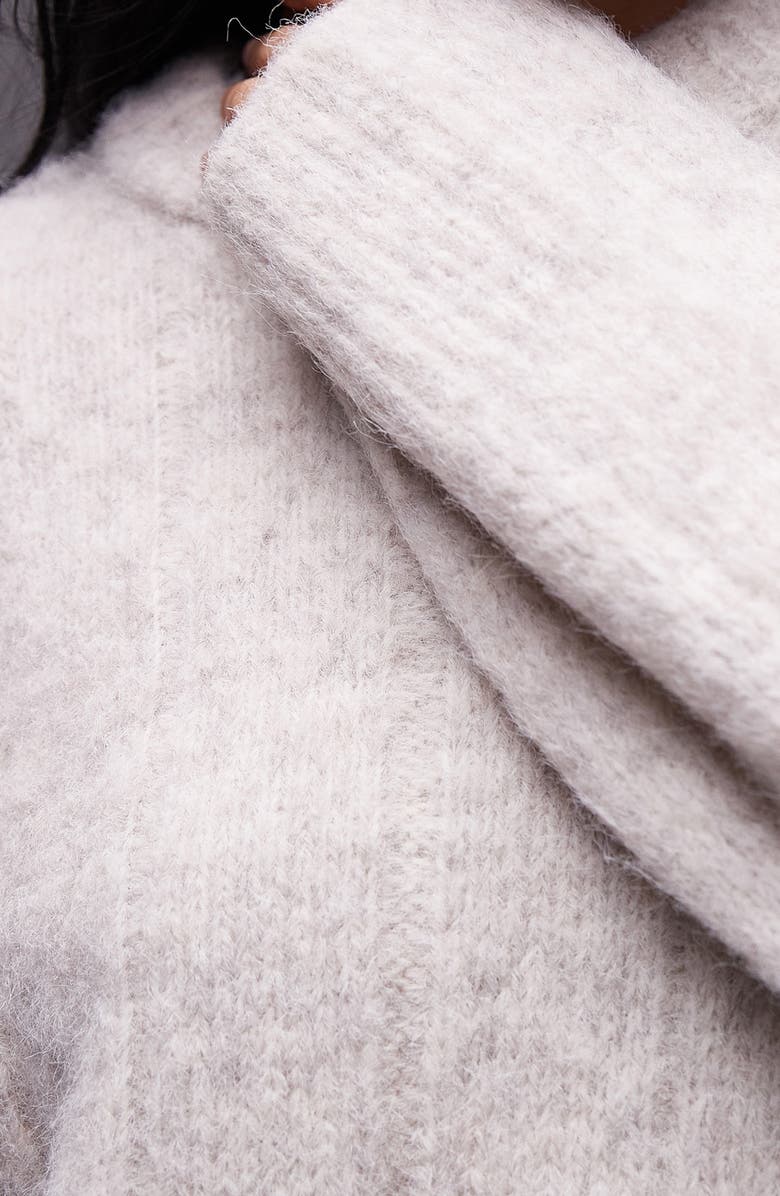 Topshop Long Sleeve Rib Minidress, Alternate, color, Stone