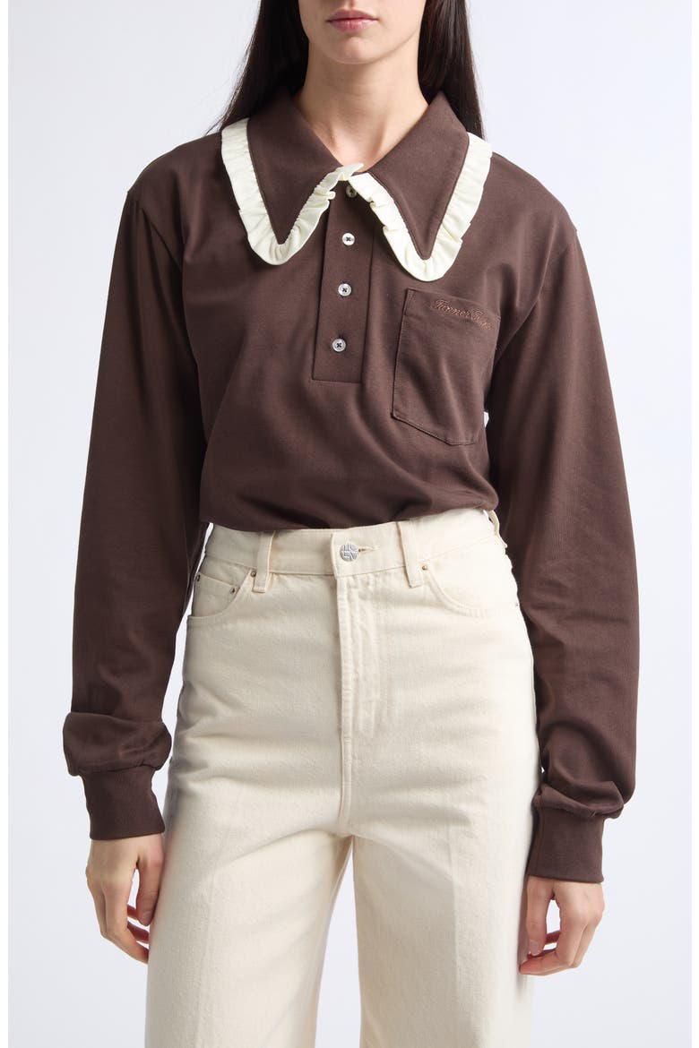Frank Ruffle Collar Top, Main, color, BROWN