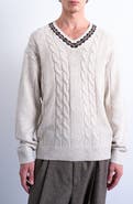 Topman V-Neck Cable Nep Sweater