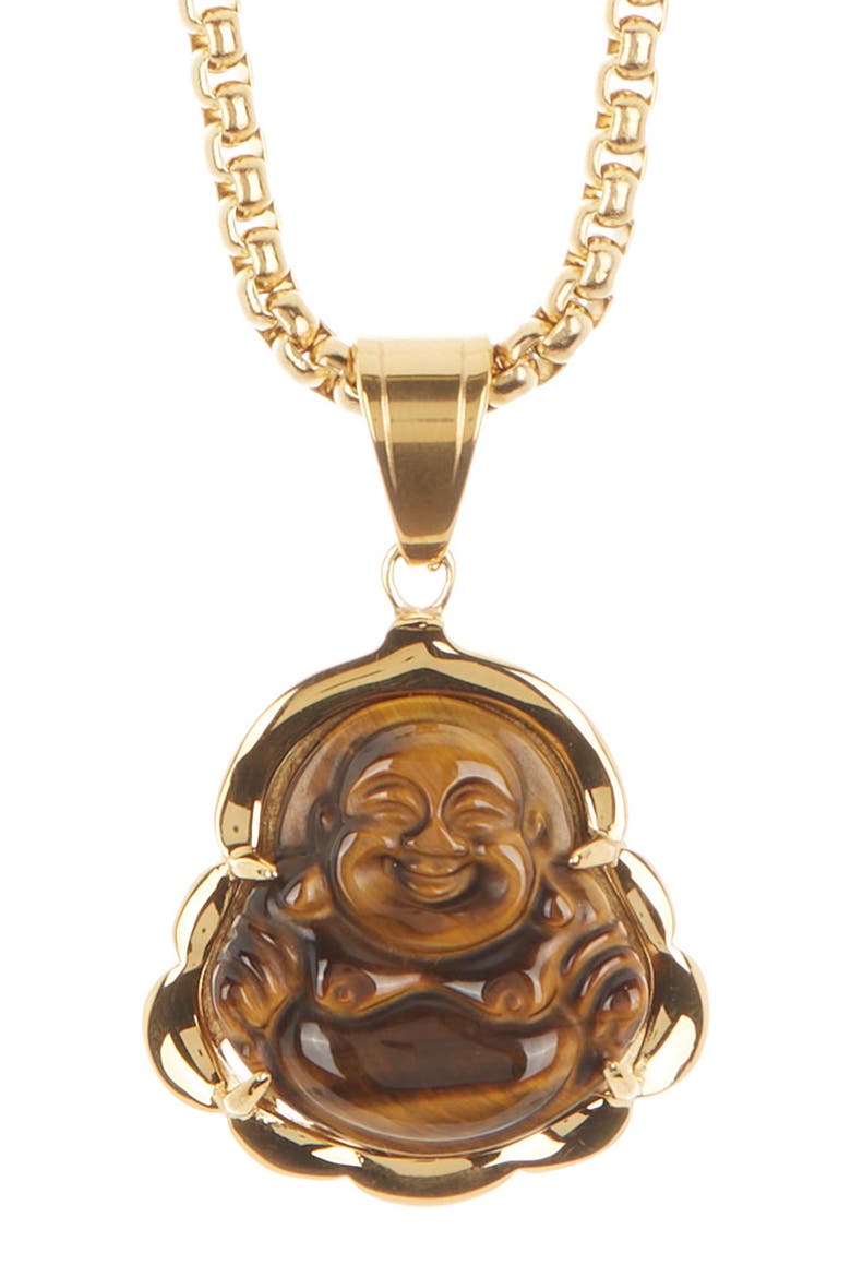 Men's Leo Buddha Pendant Necklace, Main, color, GOLD