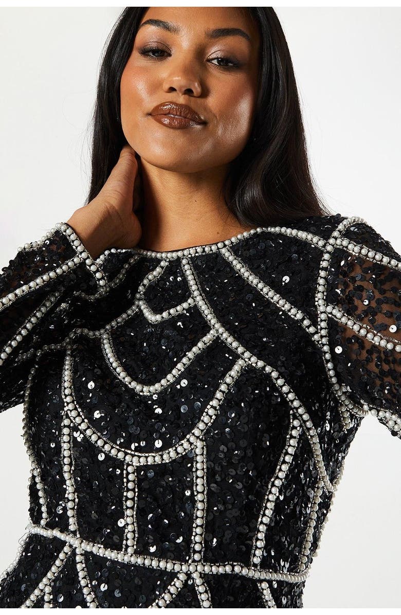 Coast Long Sleeve Sequin Mini Dress, Alternate, color, Black