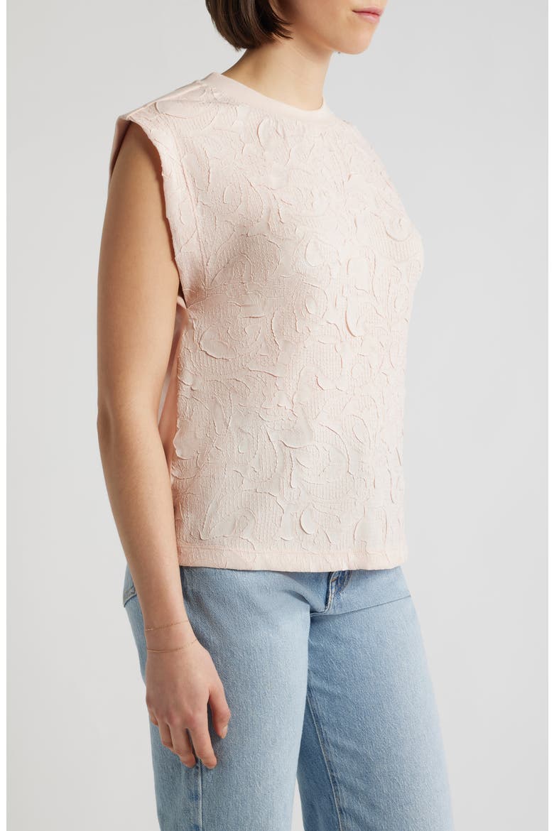 Mixed Media Crinkle Jacquard Top, Alternate, color, ANGEL PINK