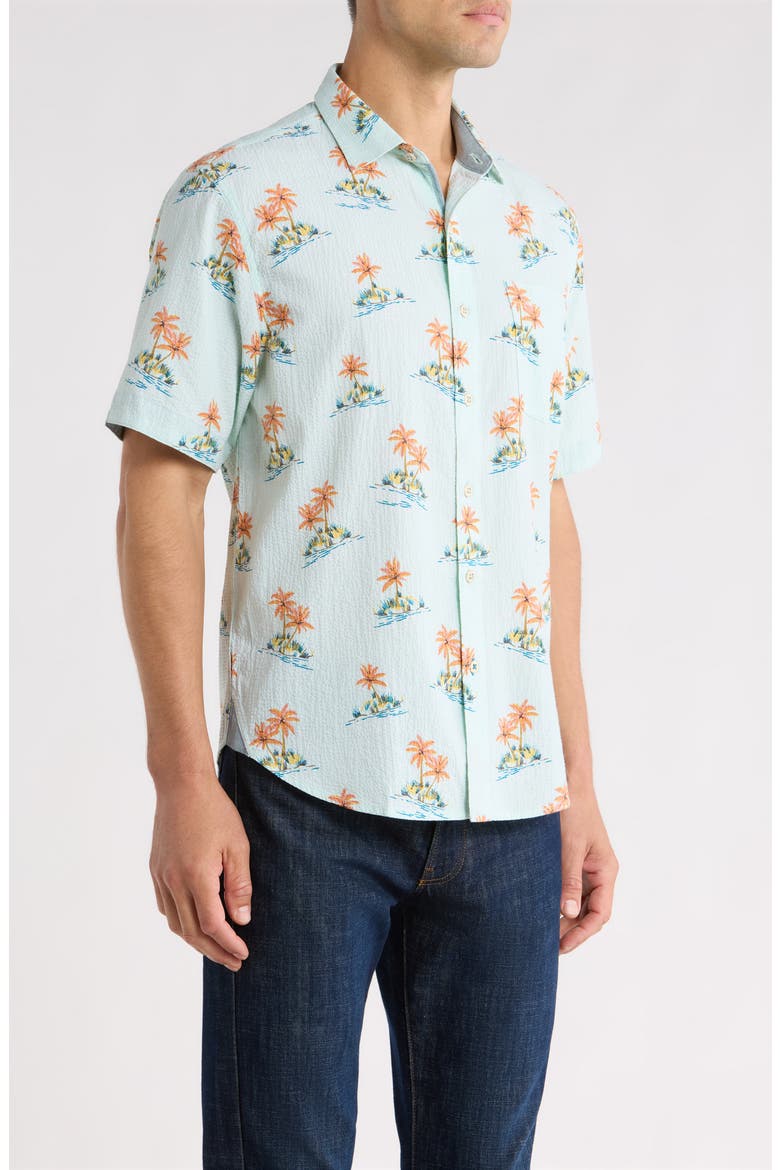 Nova Wave Island Hop Short Sleeve Seersucker Button-Up Shirt, Alternate, color, PALE OPAL