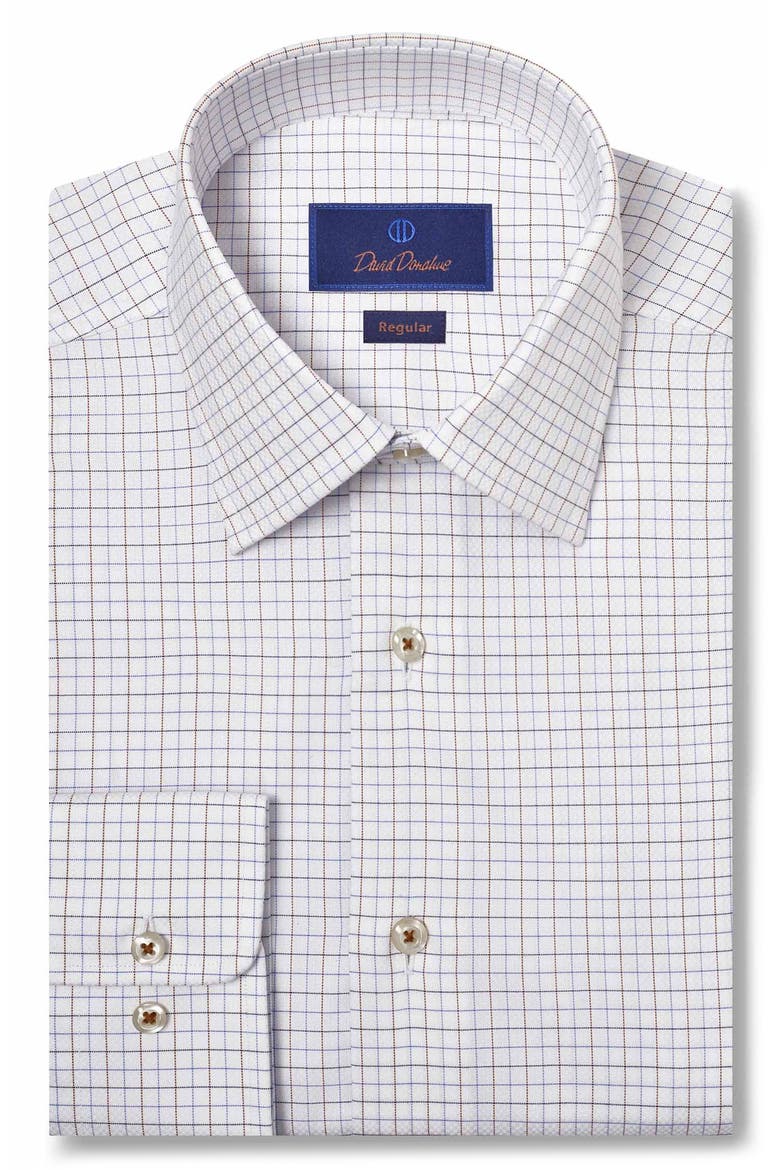 Regular Fit Dobby Tattersall Check Dress Shirt, Main, color, WHITE/ DUNE