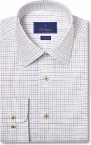 David Donahue Regular Fit Dobby Tattersall Check Dress Shirt