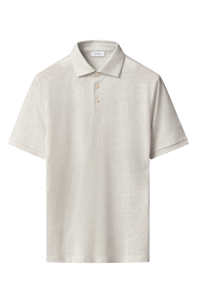 Eton Linen & Cotton Fine Knit Polo, Alternate, color, Light Grey