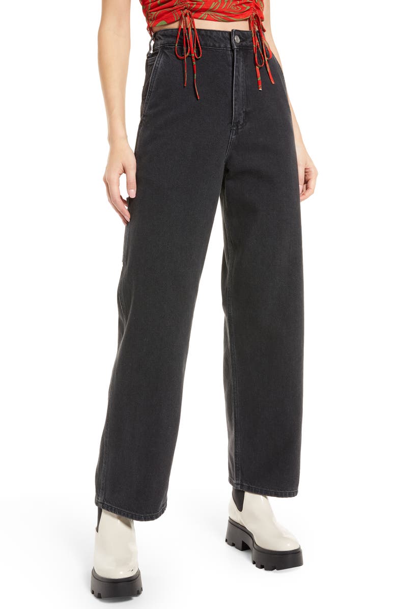 Lisa Says Gah Dylan High Waist Straight Leg Carpenter Jeans, Alternate, color, 