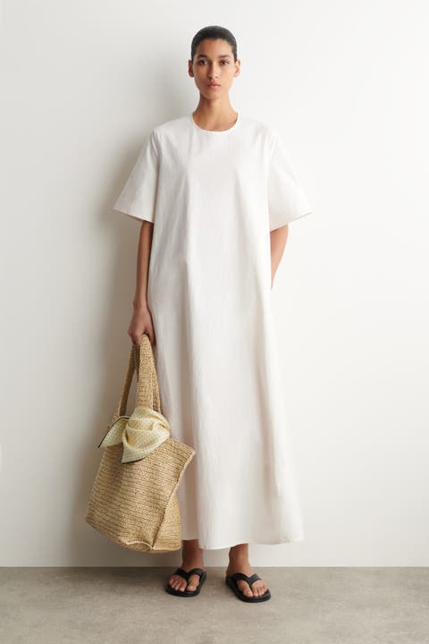 Raw-Cut Cotton Midi Dress