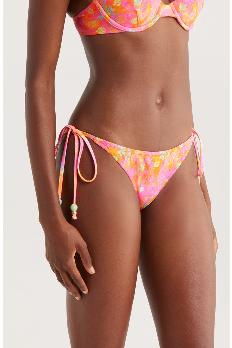 Side Tie Bikini Bottoms, Alternate, color, SUNRISE KISS