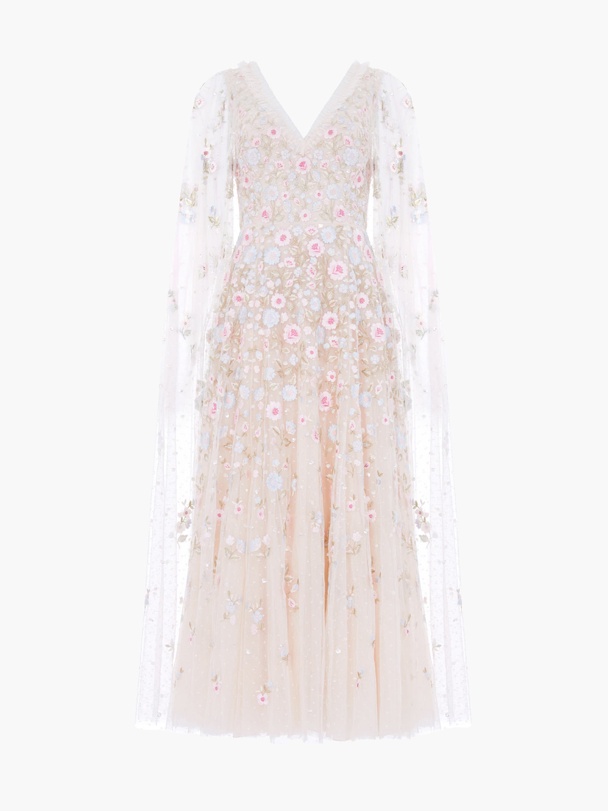 Ethereal Blooms Cape Sleeve Ankle Gown - image 2