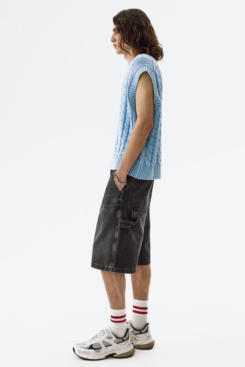 Oversized Carpenter Shorts, Alternate, color, Denim black
