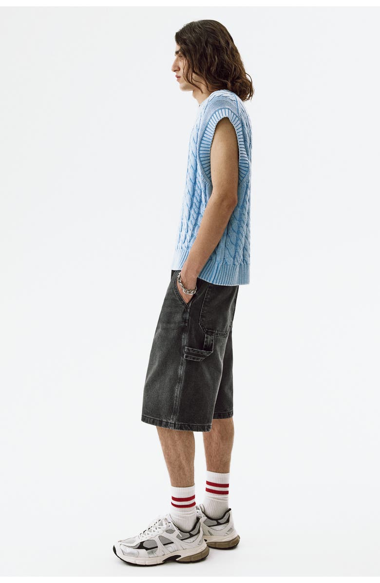 H&M Oversized Fit Carpenter Shorts, Alternate, color, Denim Black