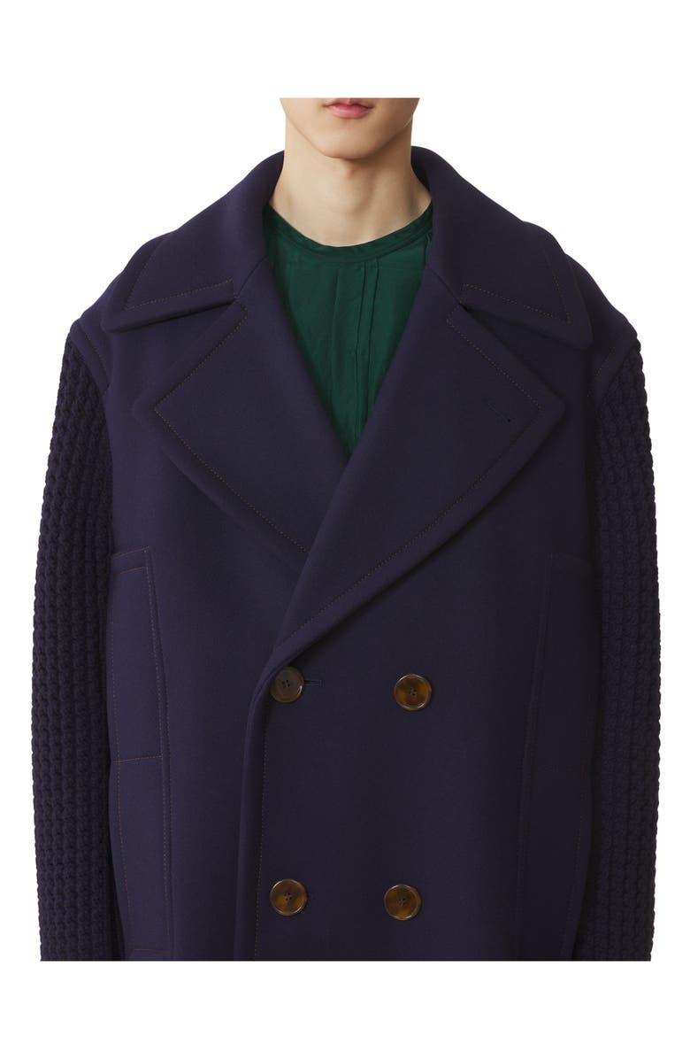 Lanvin Long  Bi-material Peacoat, Alternate, color, Montana