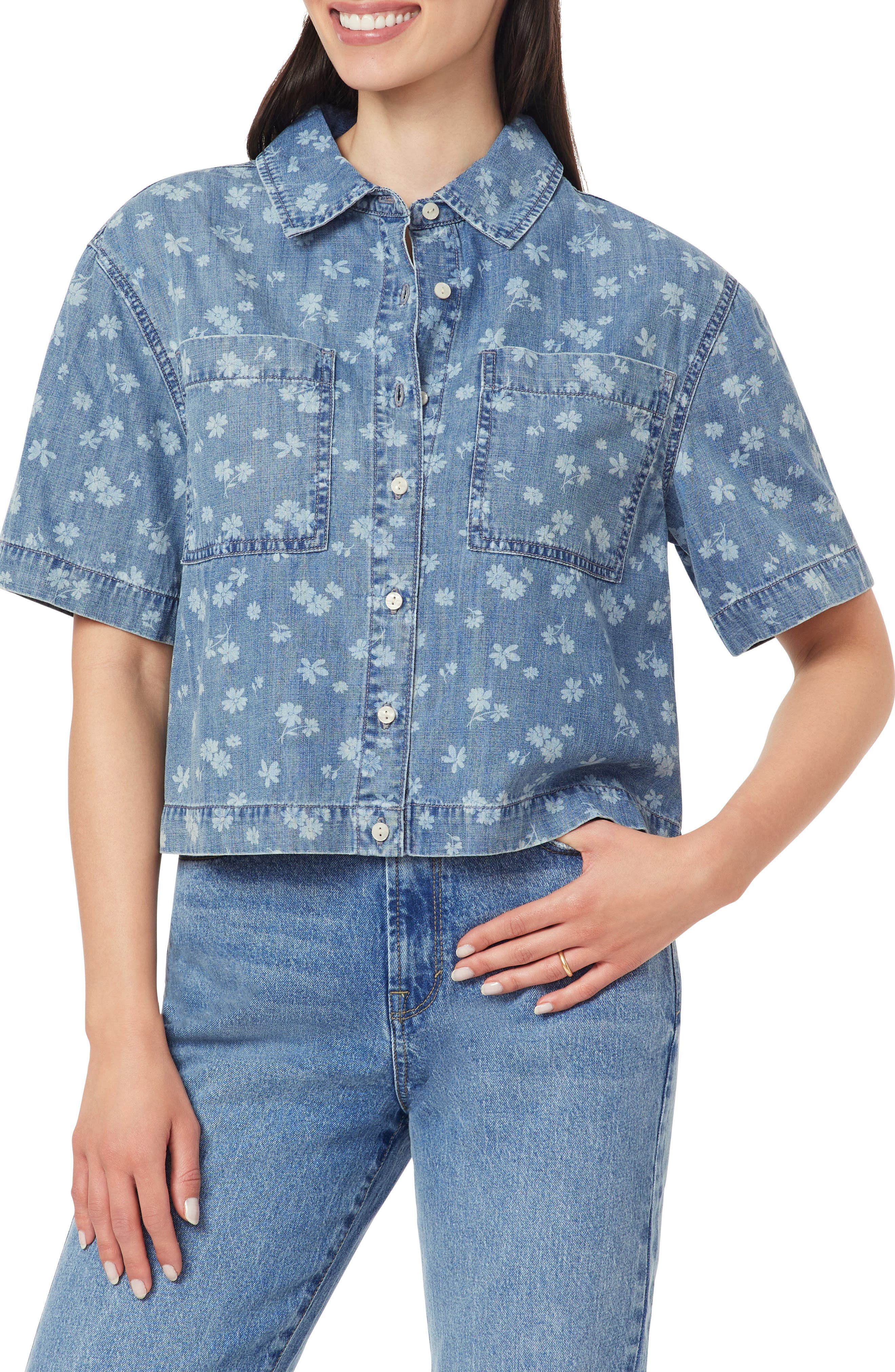 Kensie Embroidered Camp Shirt