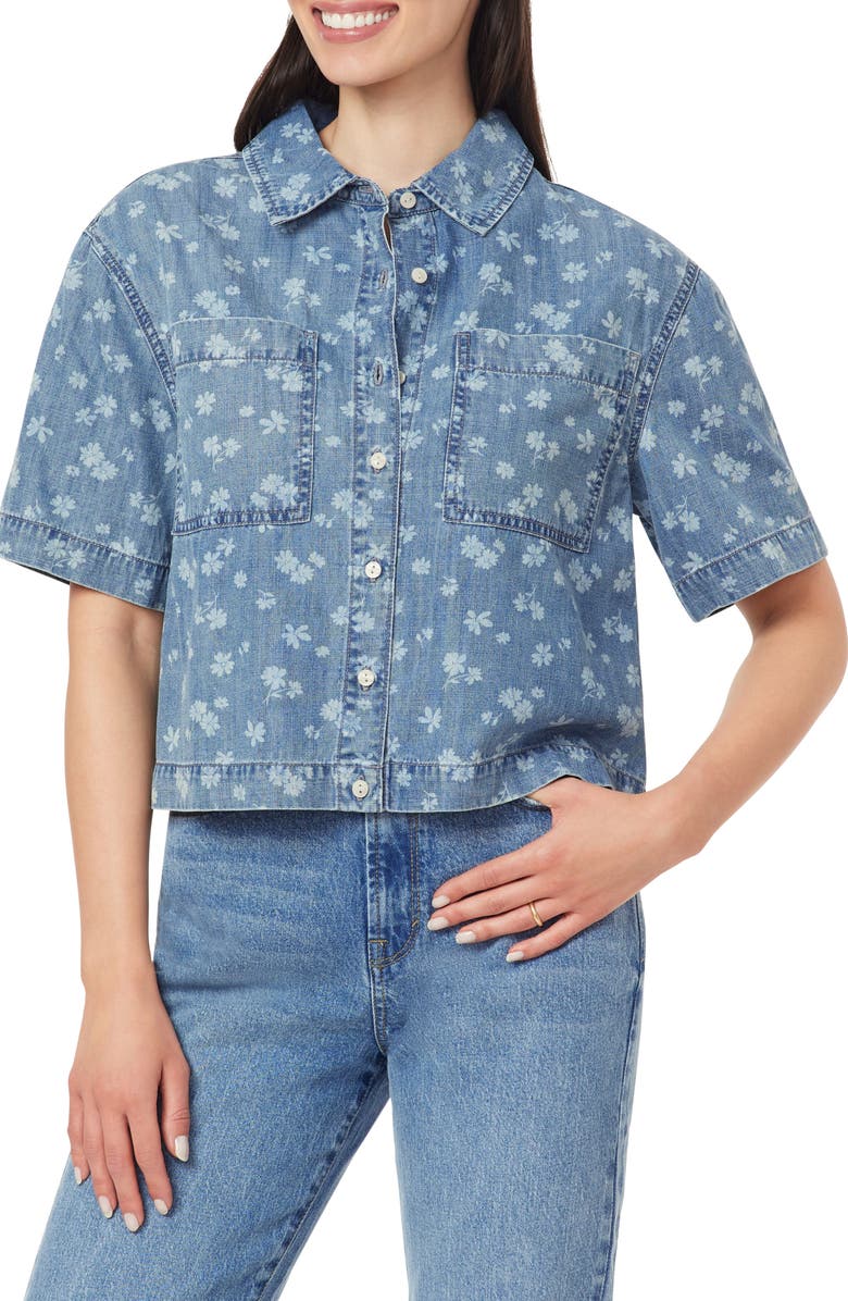 Kensie Embroidered Camp Shirt, Main, color, Morgan
