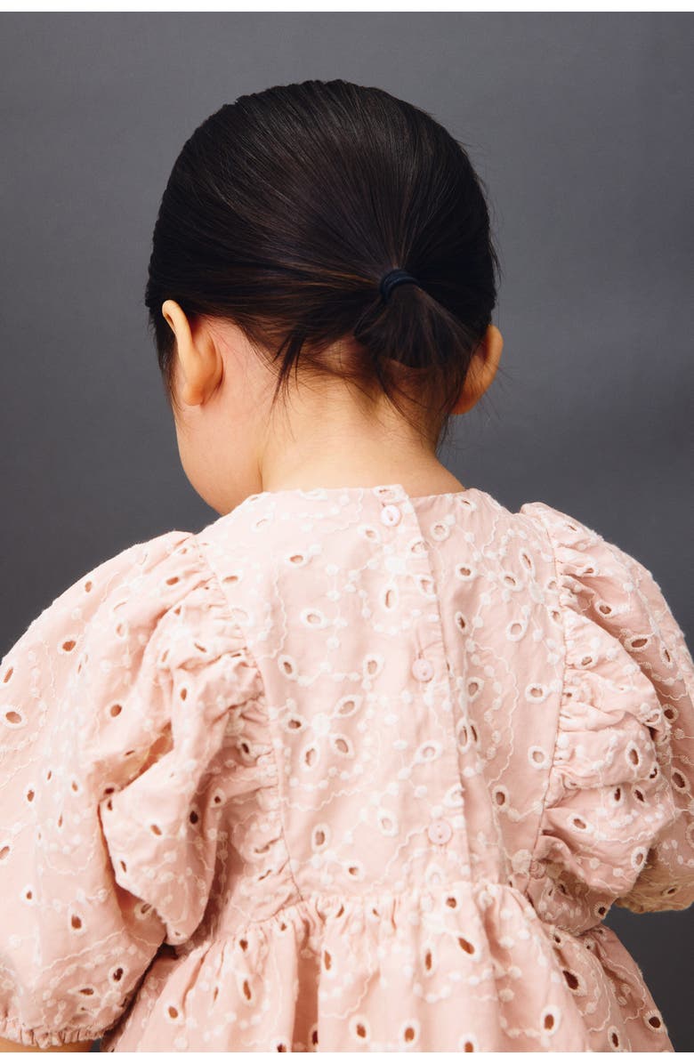 H&M Broderie Anglaise Cotton Dress, Alternate, color, Light Dusty Pink/Floral