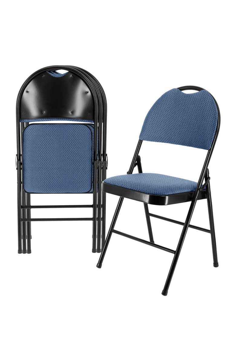 Elama 4 Piece Metal Folding Chair with Padded Seats, Main, color, Blue
