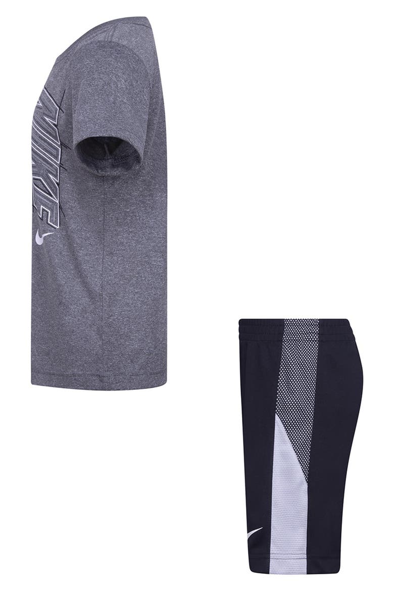 Kids' Block T-Shirt & Shorts Set, Alternate, color, BLACK / CARBON HEATHER