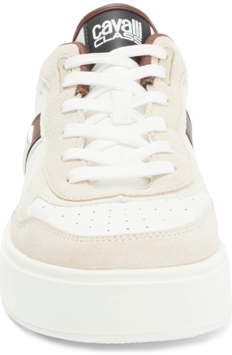 Roberto Cavalli Cavalli Class Low Top Sneaker, Alternate, color, White/ Farro/ Off White/ Brown