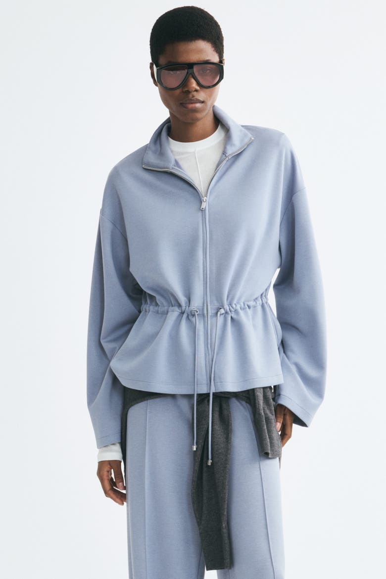 Drawstring-detail Sweatshirt Jacket, Alternate, color, Blue