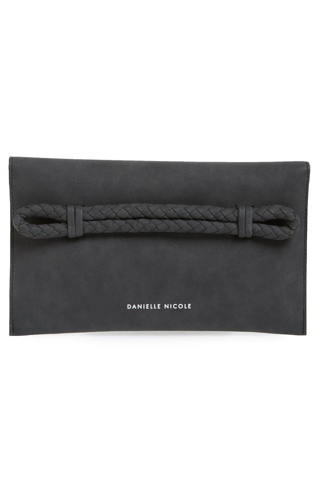 'Tina' Faux Leather Envelope Clutch, Alternate, color, BLACK