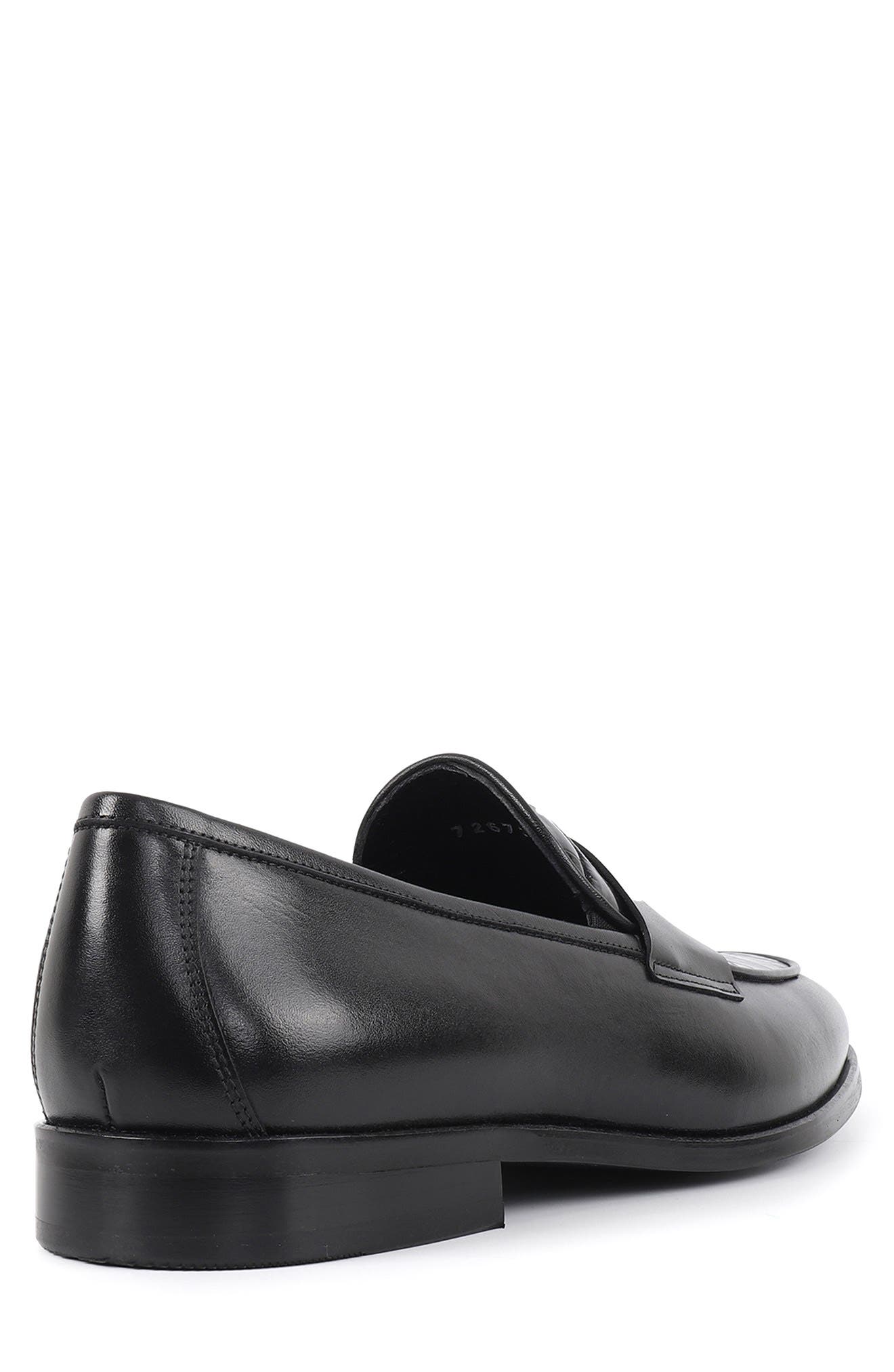 VELLAPAIS Manzoni Croc-Embossed Penny Loafer, Alternate, color, Black