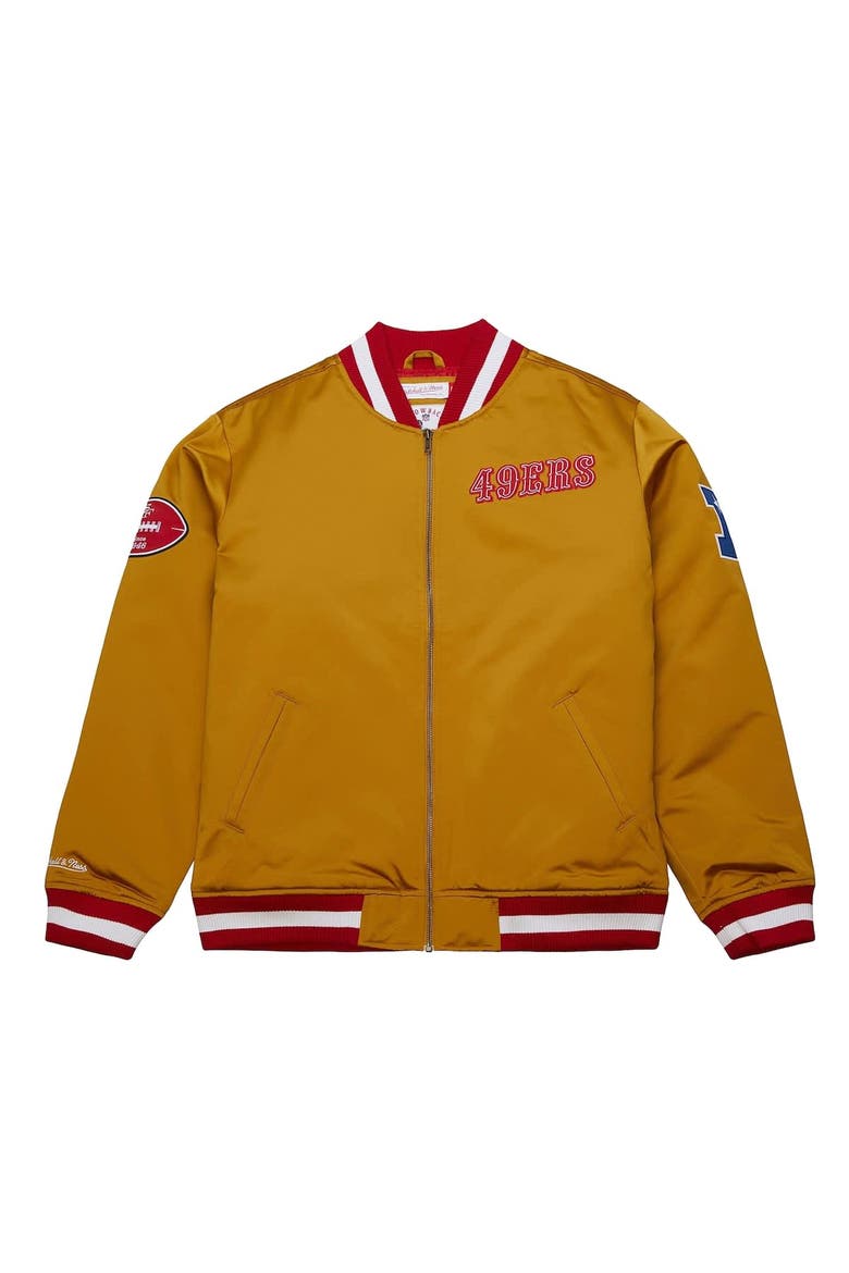 Men's Mitchell & Ness Gold San Francisco 49ers Heavyweight Full-Zip Satin Jacket, Alternate, color, Gold