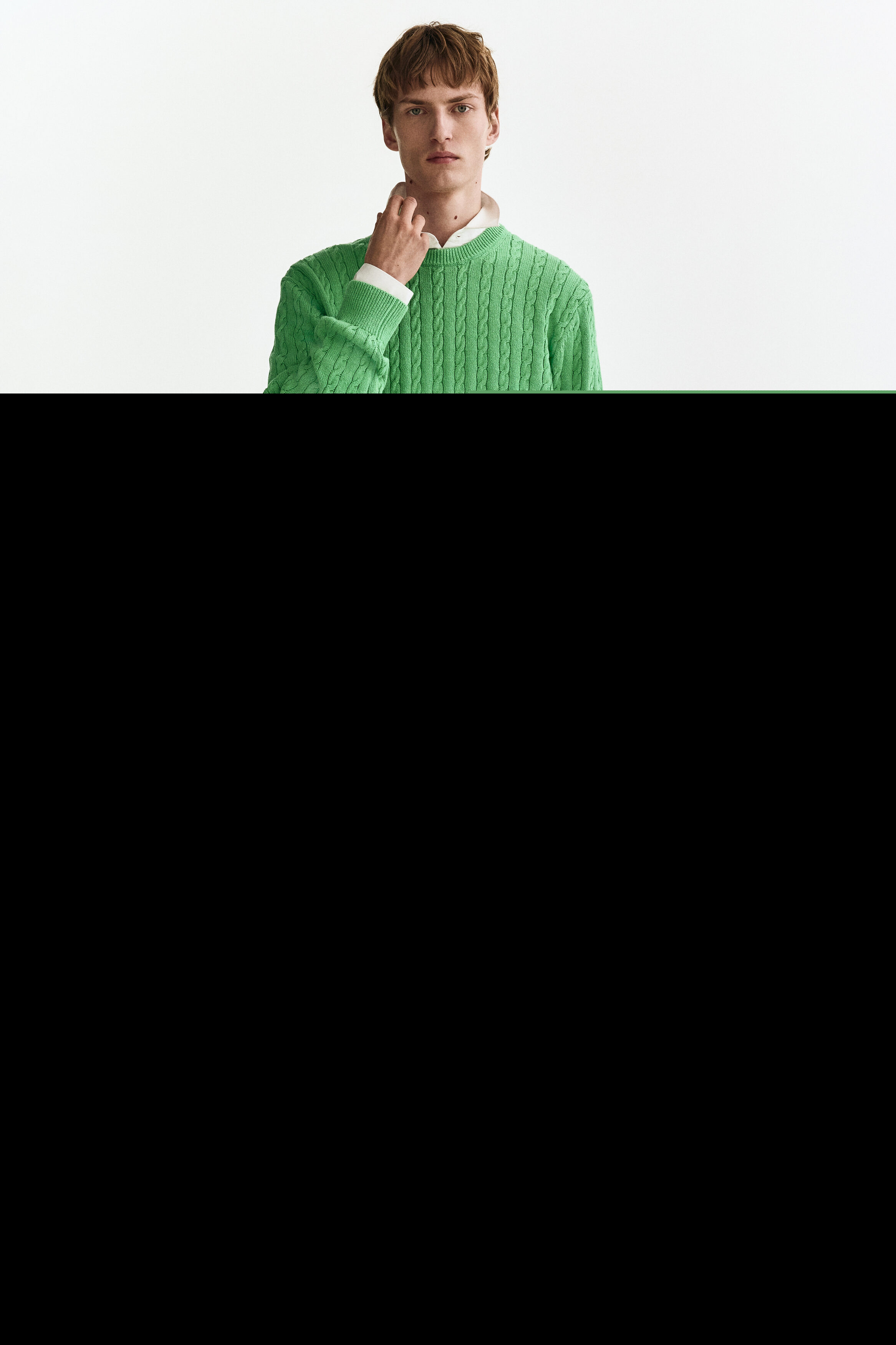 H&M Regular Fit Cable-knit Jumper, Alternate, color, Green