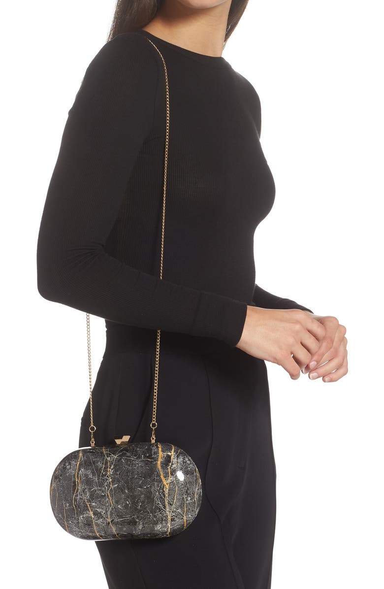 Olga Berg Marbled Oval Clutch, Alternate, color,