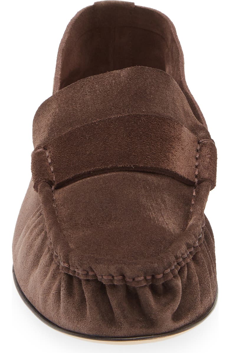 The Row Soft Moc Toe Loafer, Alternate, color, Lacquer Brown