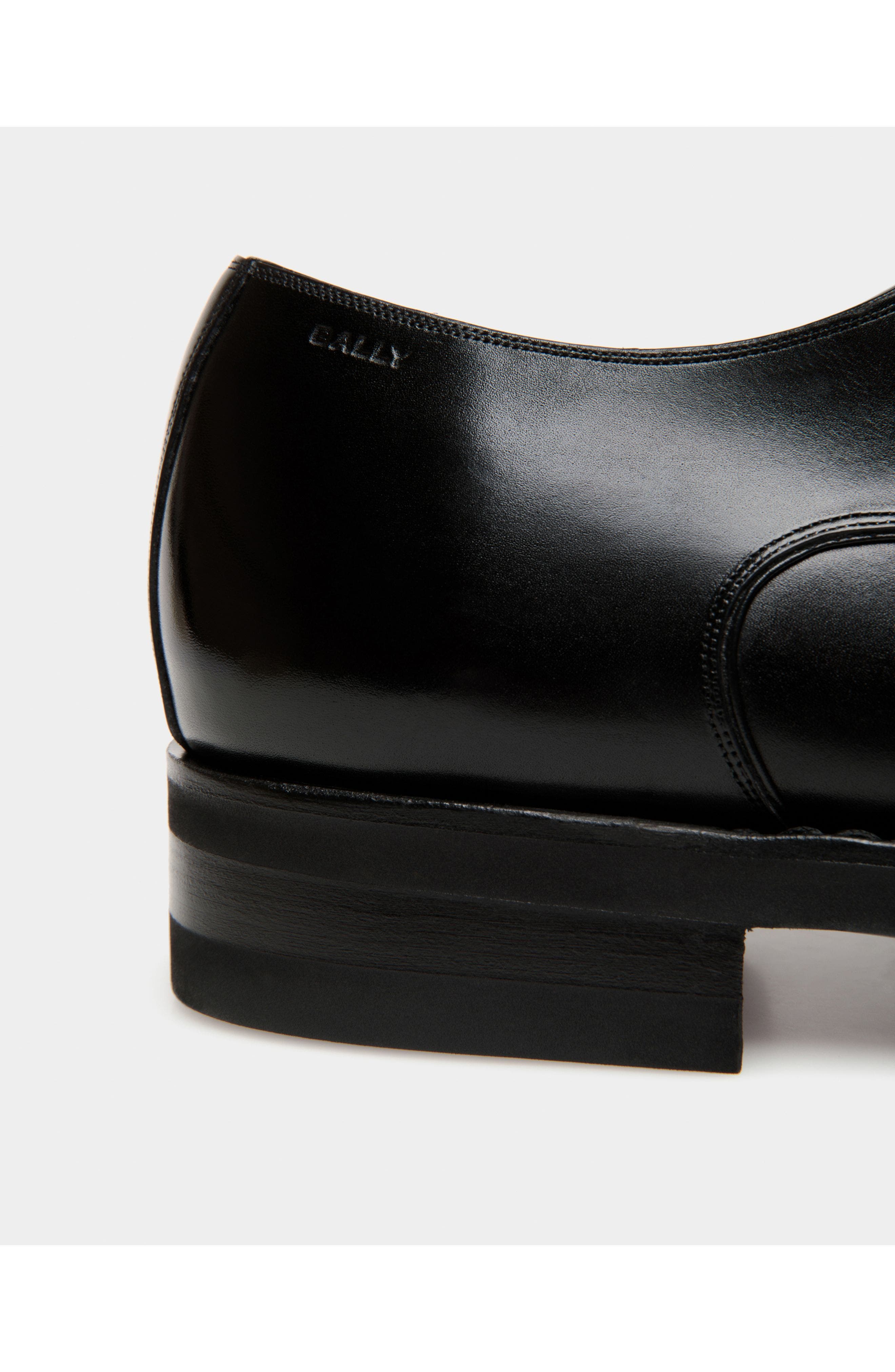 Bally Scribe Un Derby In Plain Calf Leather, Alternate, color, Black