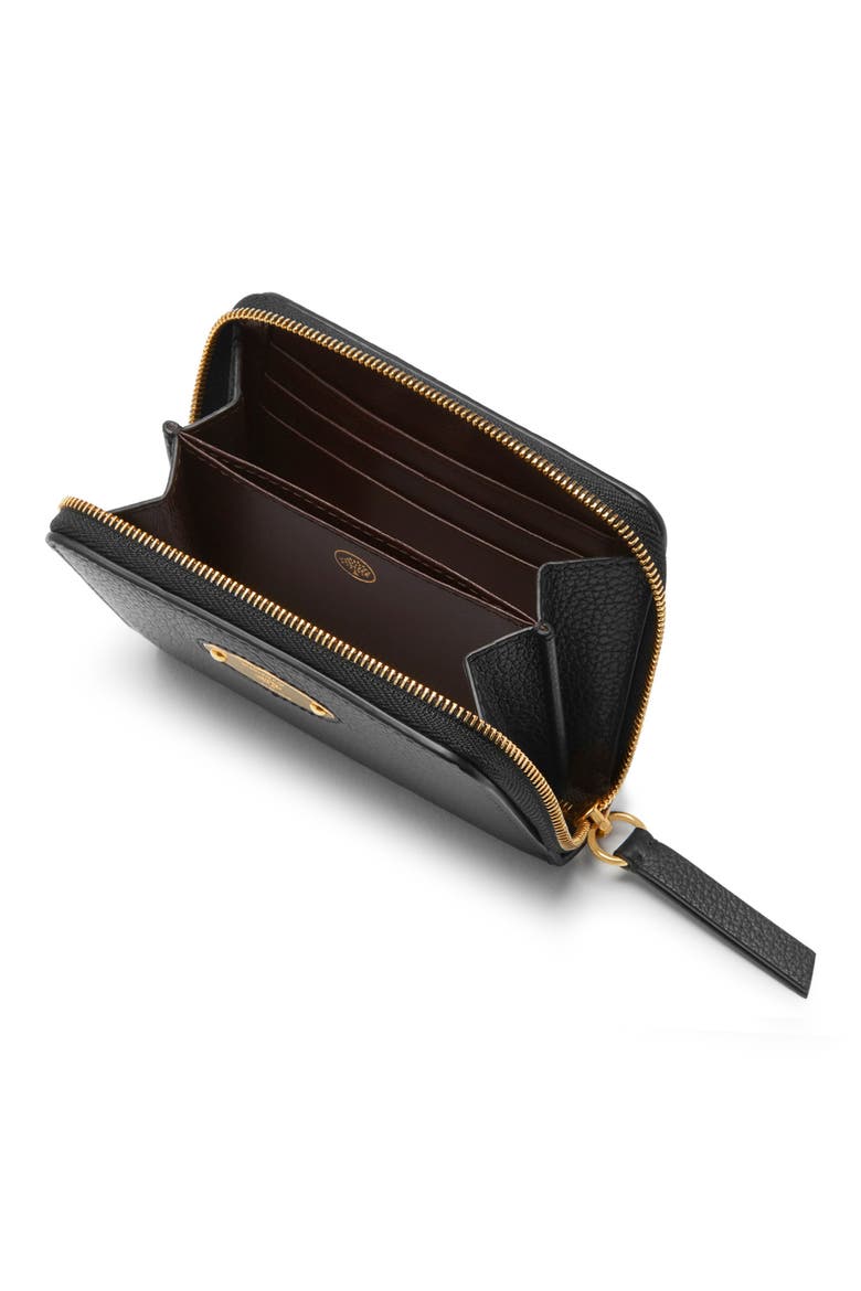Small Zip Around Leather Wallet, Alternate, color, BLACK