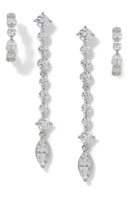 NADRI NADRI CASSI SET OF 2 HUGGIE HOOPS & LINEAR DROP EARRINGS 