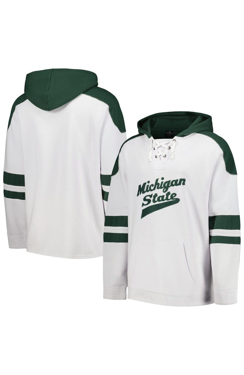 COLOSSEUM Men's Colosseum White Michigan State Spartans Lace-Up 4.0 Pullover Hoodie, Alternate, color, 