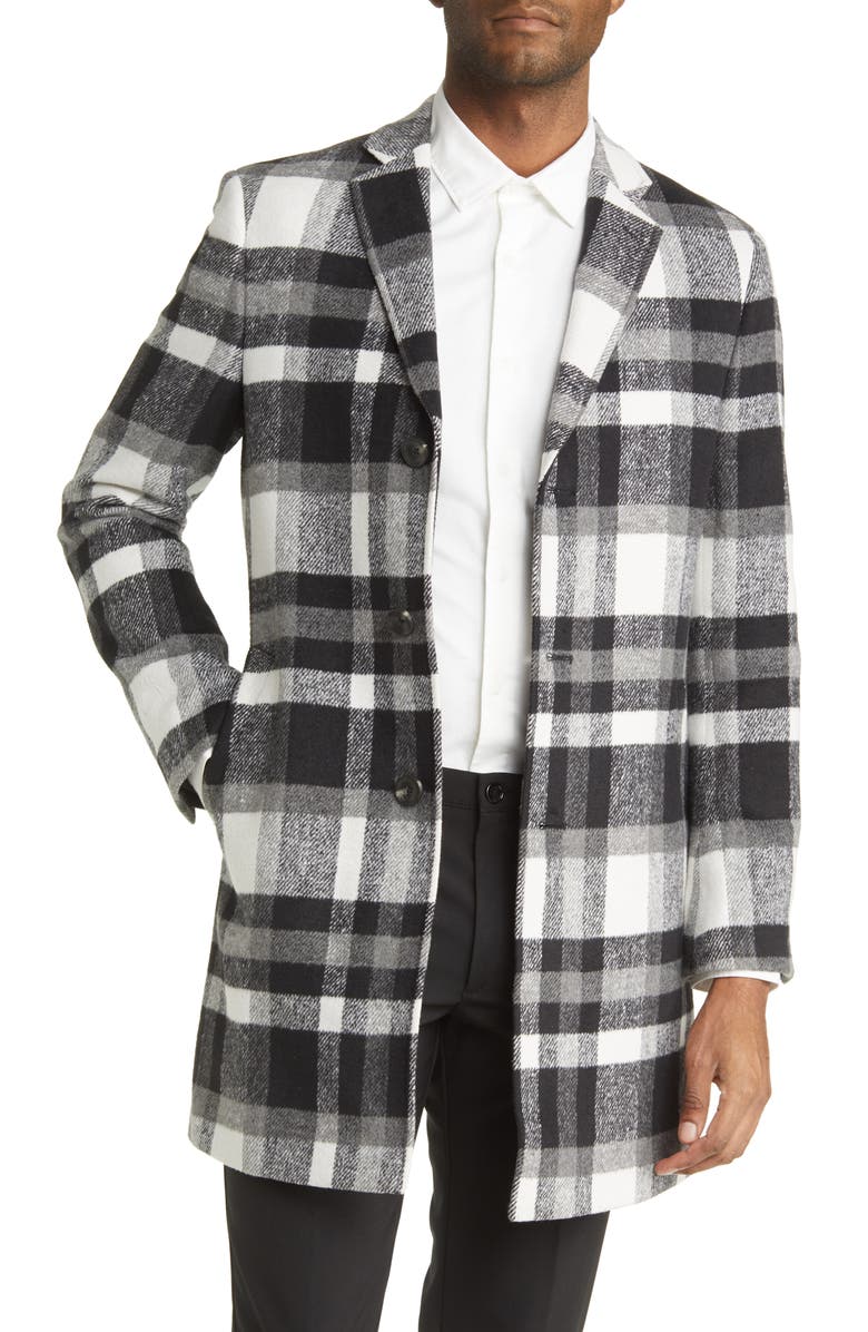 Open Edit Plaid Overcoat, Main, color, 
