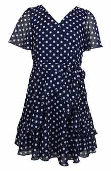 Zunie Kids' Chiffon Faux Wrap Dress