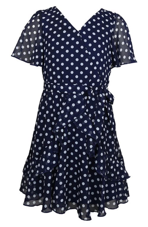 Zunie Kids' Chiffon Faux Wrap Dress In Blue