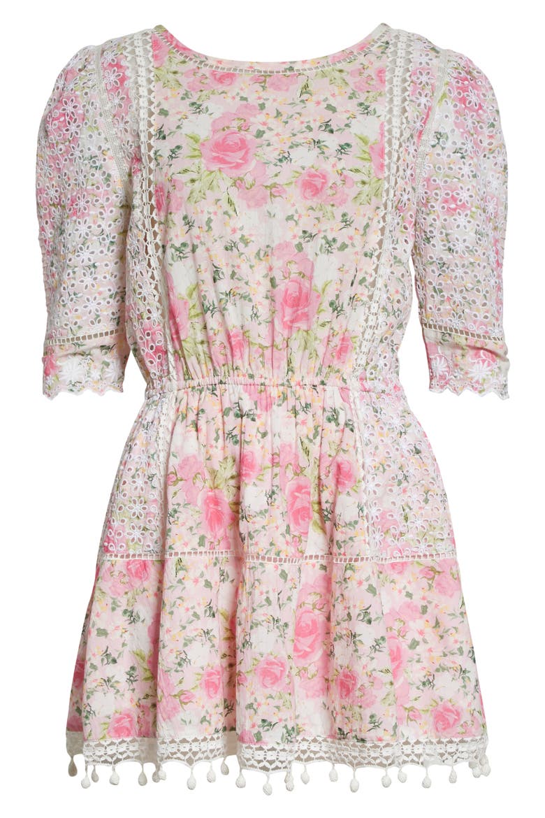 Novalie Floral Fit & Flare Minidress, Alternate, color, MAGENTA FLOWER FIELDS