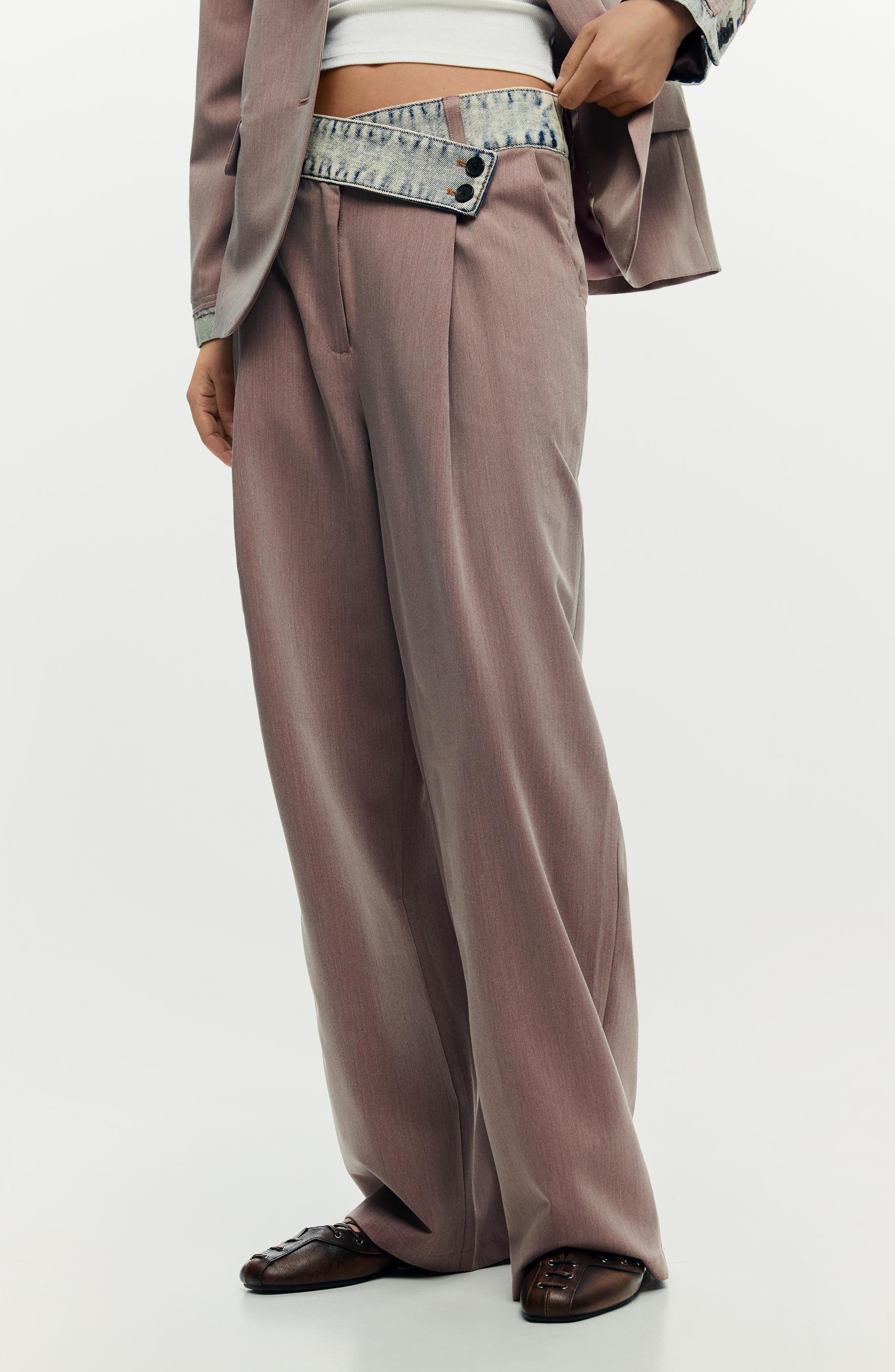 Mixed Media Pleat Pants