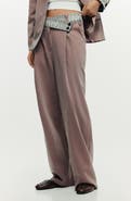 Desigual Mixed Media Pleat Pants
