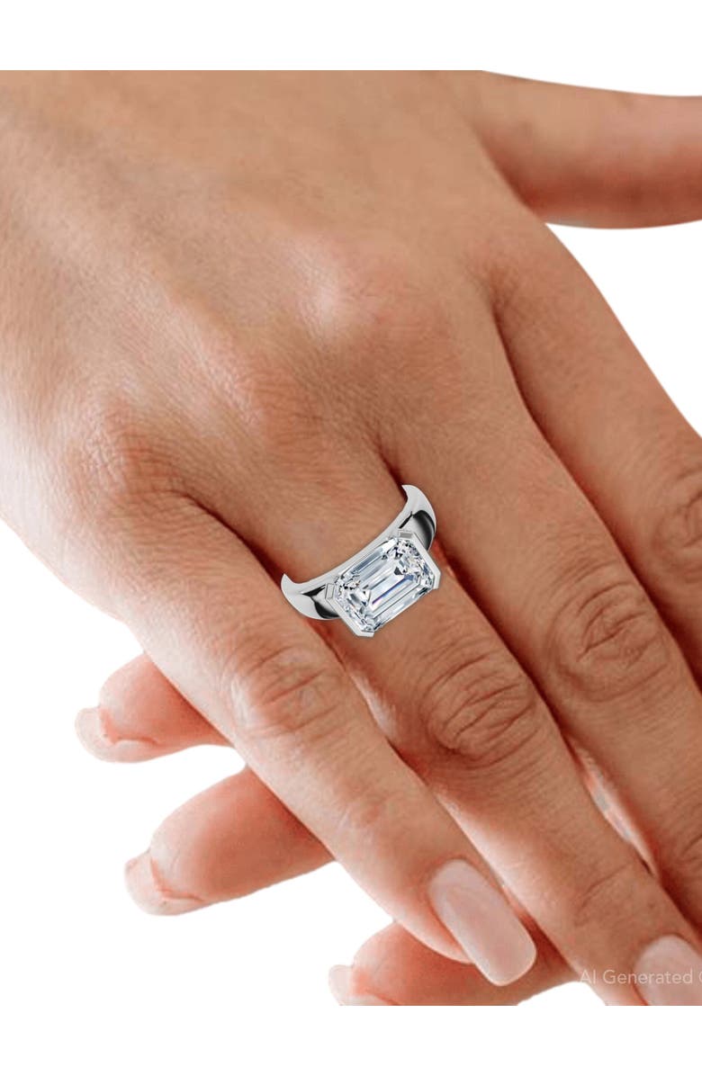 Bliss Diamond Certified 3Ct East West Emerald Diamond Engagement Ring 14k Gold or Pt Lab Grown, Alternate, color, 14K White Gold