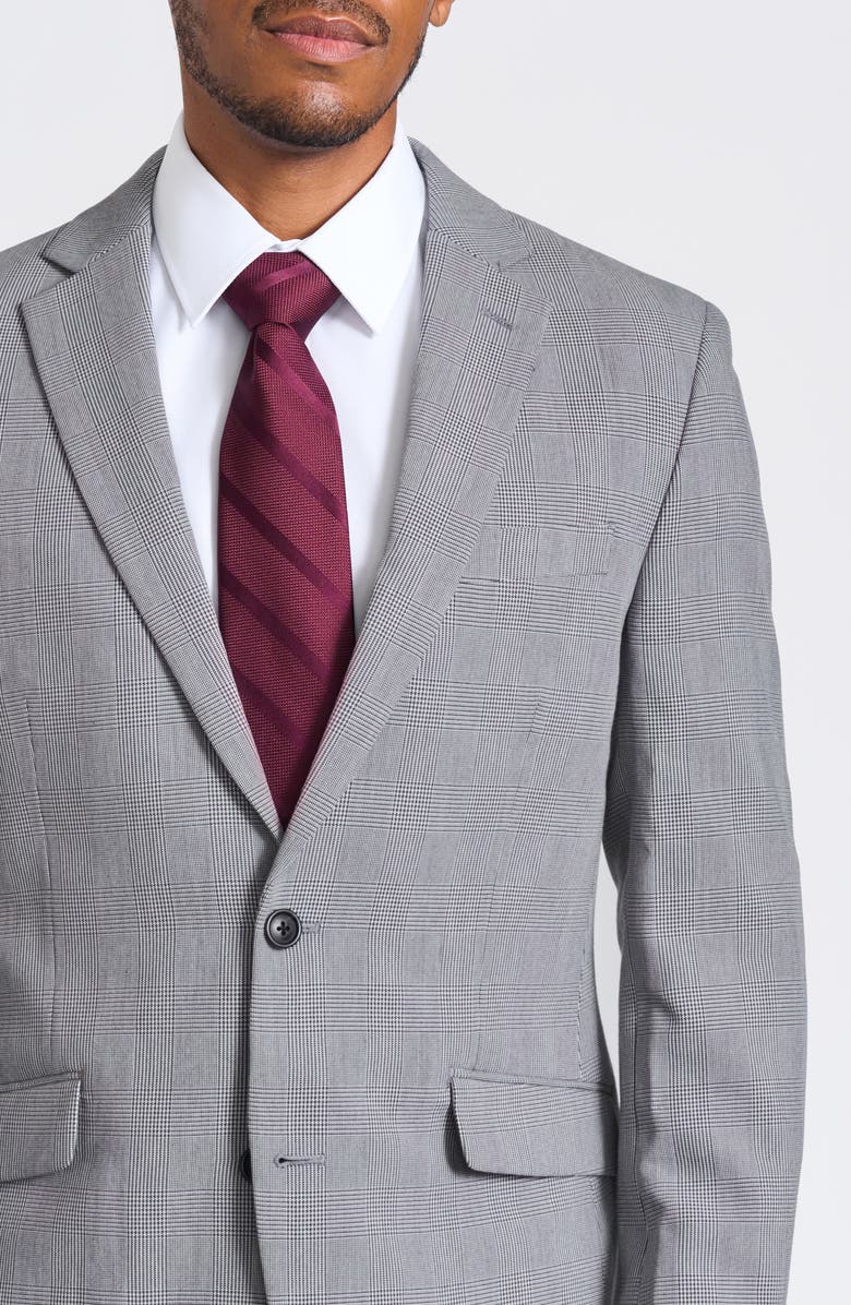 SAVILE ROW CO Gray Glenplaid Print Trim-Fit Suit, Alternate, color, Black