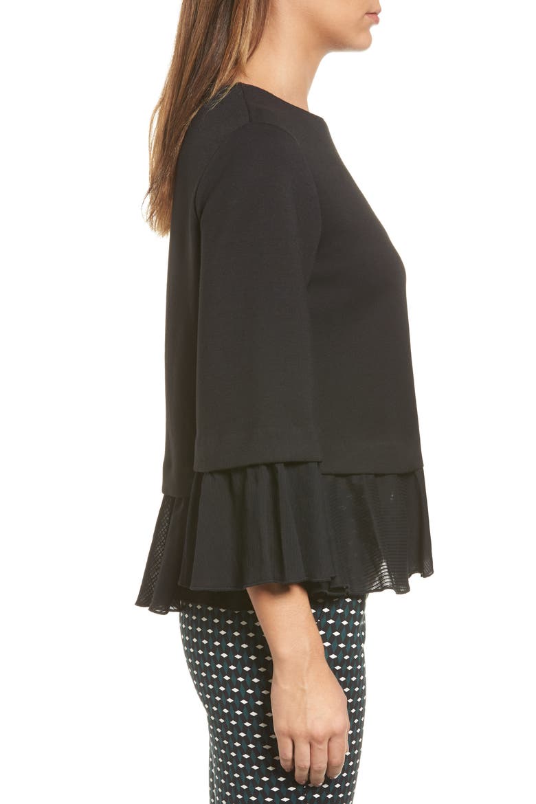 MIXED MEDIA SWING TOP, Alternate, color, BLACK