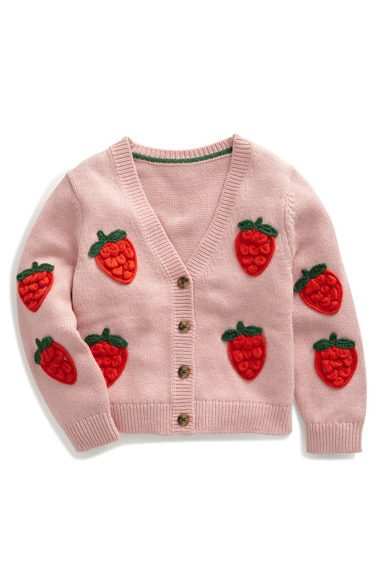 Mini Boden Kids' Strawberry Appliqué Cardigan, Main, color, 