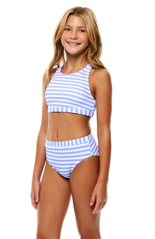 Beach Lingo Kids' Stripe Two-piece Swimsuit In Brown