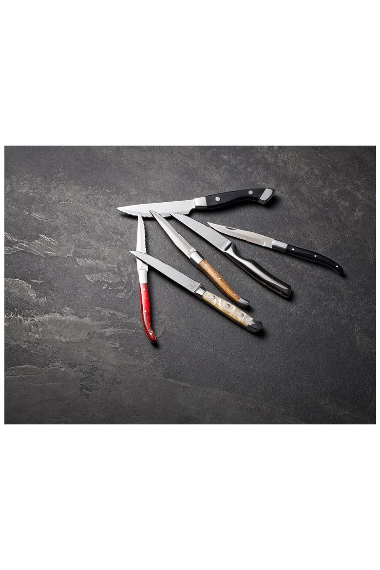 Provencal Blonde 6-Piece Serrated Steak Knife Set, Alternate, color, BROWN