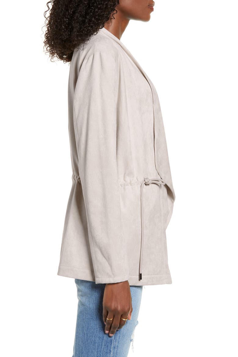 Faux Suede Drapey Jacket, Alternate, color, OFF THE GRID